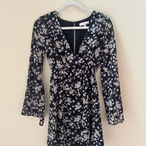 June & Hudson Black Floral Long Sleeve Dress